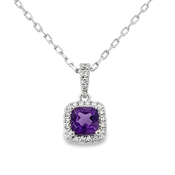 18kt White Gold Natural Amethyst And Natural Diamonds Pendant (0.75ct)