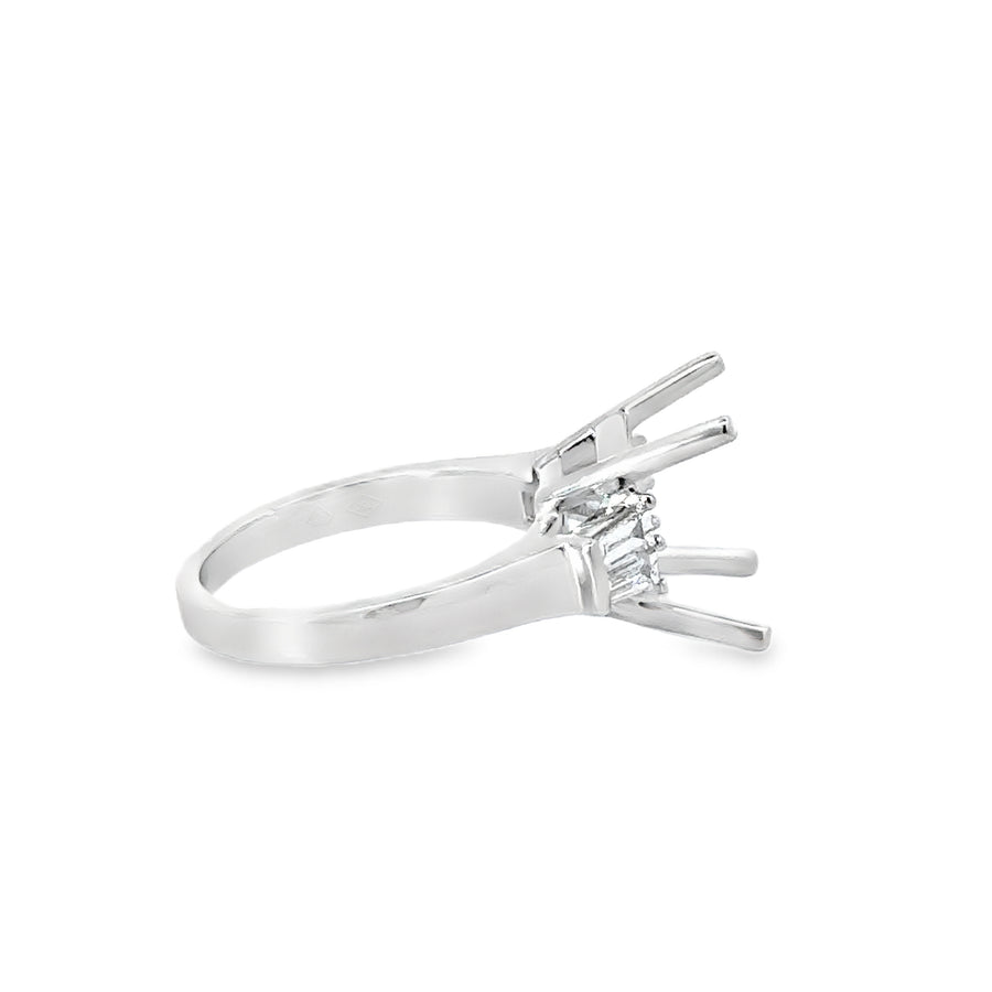 18kt White Gold 3 Stone Natural Diamonds Semi-Mount Ring (0.45ct)