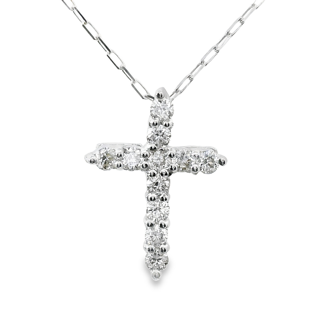 18kt White Gold Natural Diamond Cross Pendant (0.09ct)