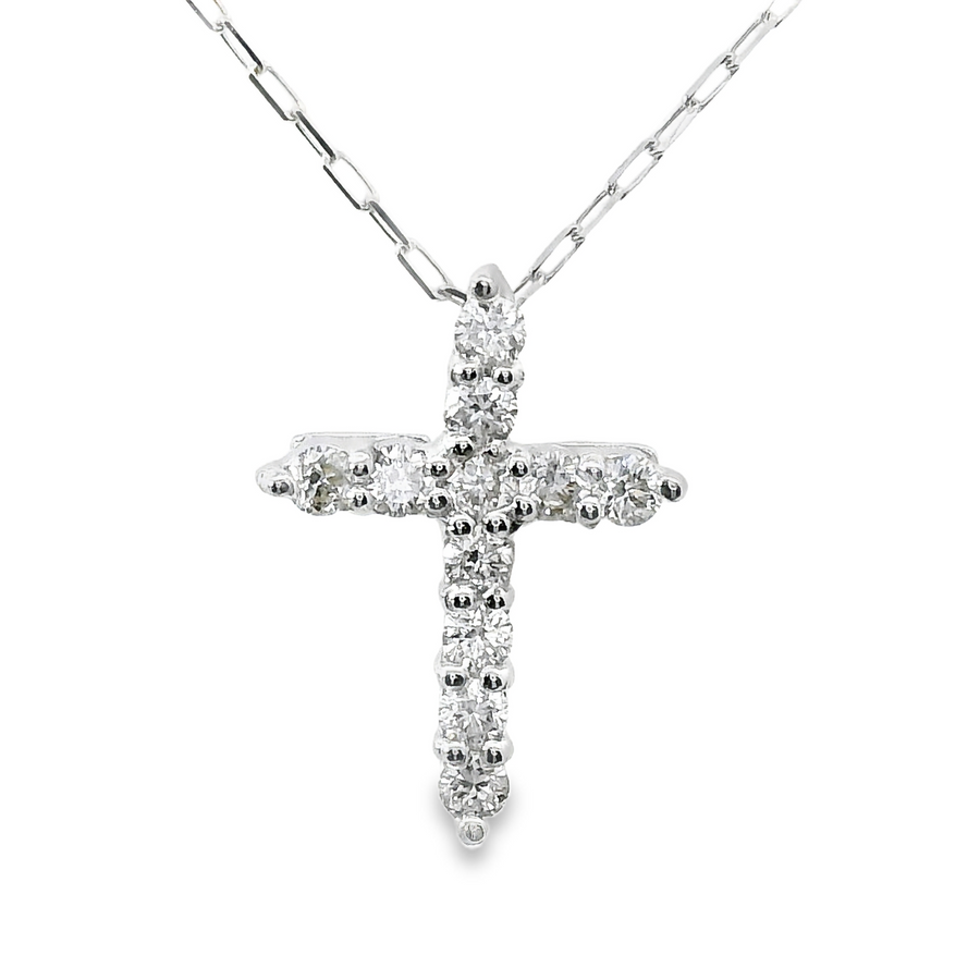 18kt White Gold Natural Diamond Cross Pendant (0.09ct)