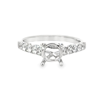 18kt White Gold Cathedral Natural Diamonds Semi-Mount Ring (0.49ct)