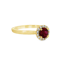 18kt Yellow Gold Round Natural Ruby and Round Natural Diamonds Ring (0.68ct)