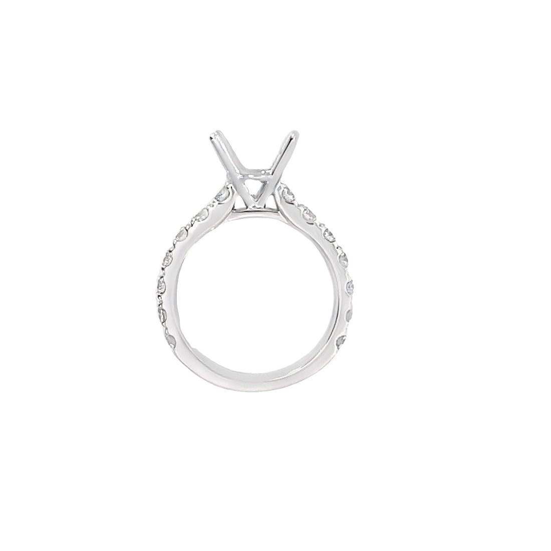 18K White Gold Natural Round Diamond Semi-Mount Ring (1.30ct)