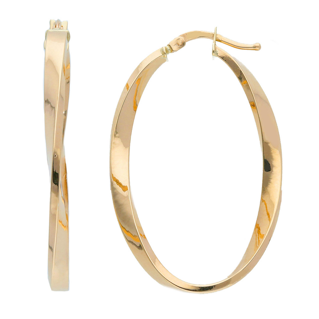 14kt Yellow Gold Italian Made Twisted Hoop Earrings (2.2g)