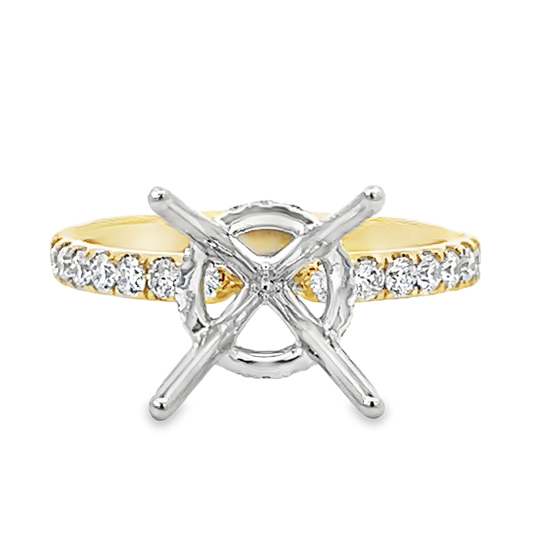 18kt Tu-Tone Gold Hidden Halo Natural Diamonds Semi-Mount Ring (0.49ct)