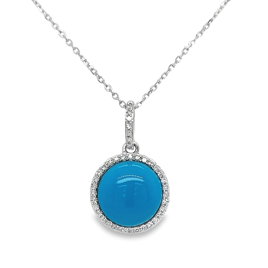 14kt White Gold Natural Turquoise And Natural Diamond Pendant (2.05ct)