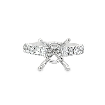 18K White Gold Natural Round Diamond Semi-Mount Ring (1.03ct)