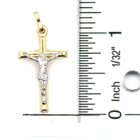 14kt Two-Tone Italian Made Crucifix Pendant (1.22g)