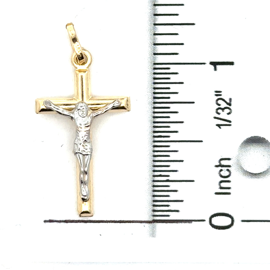 14kt Two-Tone Italian Made Crucifix Pendant (1.22g)