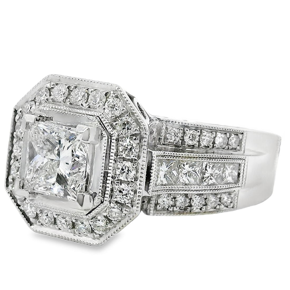 18kt White Gold Natural Princess Diamond Engagement Ring (2.02ct)