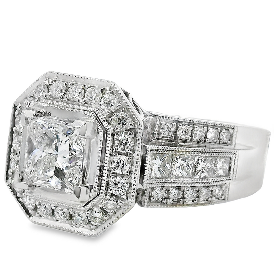 18kt White Gold Natural Princess Diamond Engagement Ring (2.02ct)
