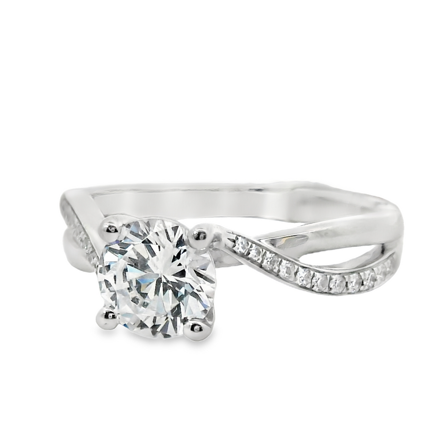 18kt White Gold Natural Round Diamond Engagement Ring (0.11ct)