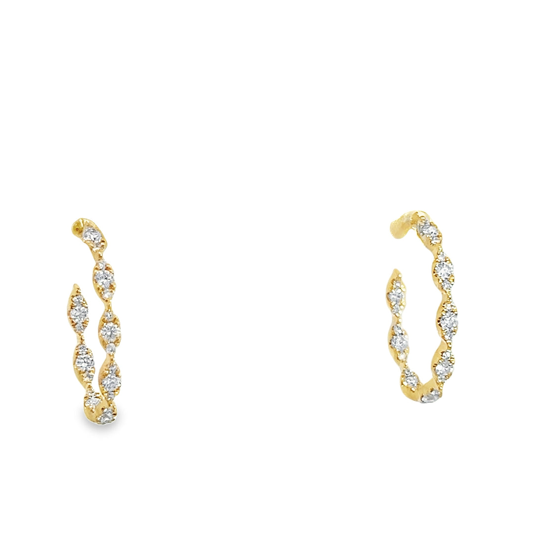 18K Yellow Gold Medium Hoop Diamond Earrings (.63ct)