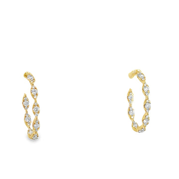 18K Yellow Gold Medium Hoop Diamond Earrings (.63ct)