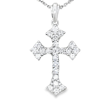 18kt White Gold Natural Diamond Cross Pendant (0.78ct)