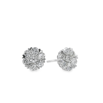 18kt White Gold Natural Diamonds Cluster Earrings (1.15ct)