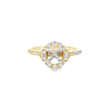 18kt Yellow Gold Halo Natural Diamonds Semi-Mount Ring (0.45ct)