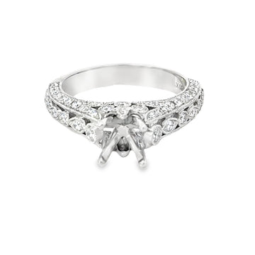 18kt White Gold Vintage Natural Diamonds Semi-Mount Ring (0.69ct)