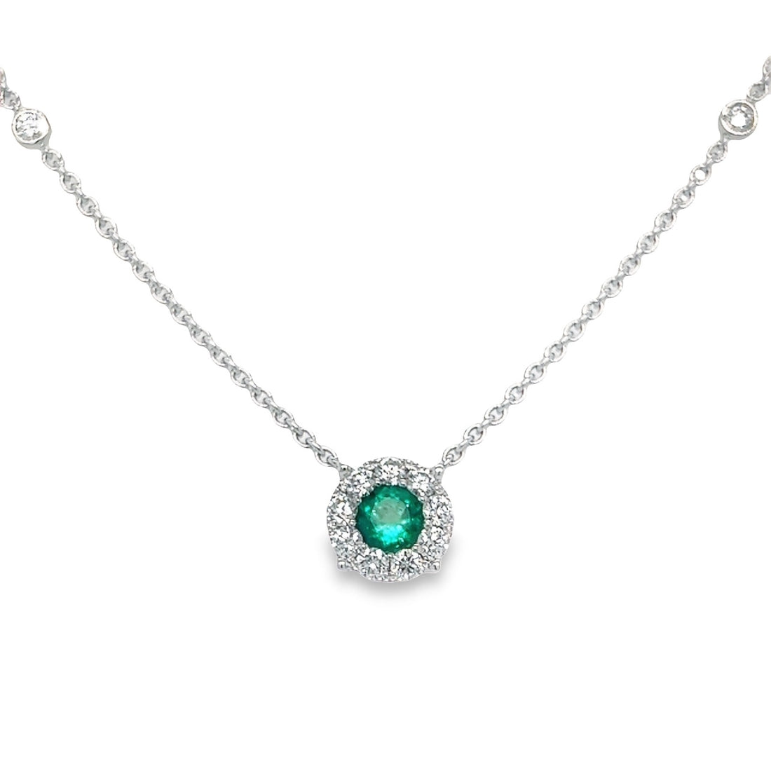 18kt White Gold Natural Emerald And Natural Diamonds Pendant (0.83ct)