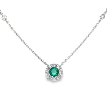 18kt White Gold Natural Emerald And Natural Diamonds Pendant (0.83ct)