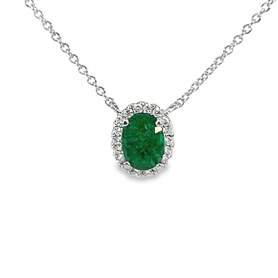 18kt White Gold Natural Emerald And Natural Diamonds Pendant (0.94ct)