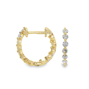 18kt Yellow Gold Natural Round Diamond Small Hoop Earrings (.47ct)