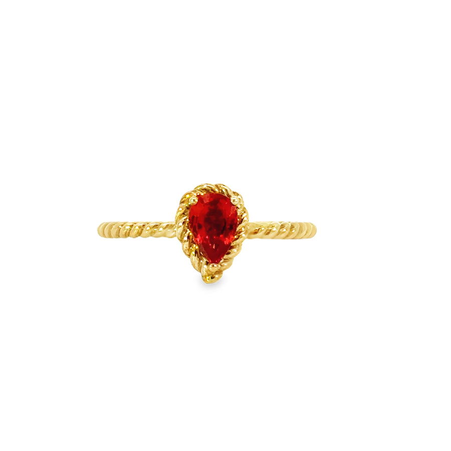 18K Yellow Gold Natural Orange Sapphire Ring (.56ct)