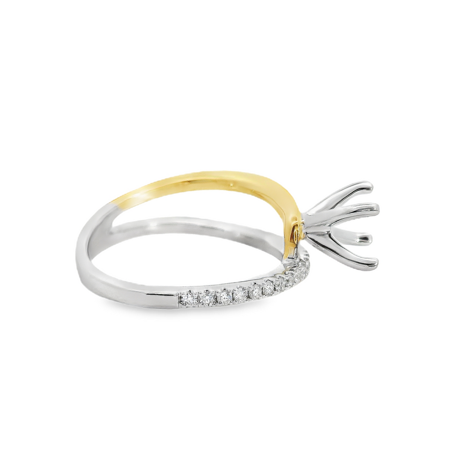 18kt Two-Tone Natural Round Diamond Semi-Mount Ring (.19ct)