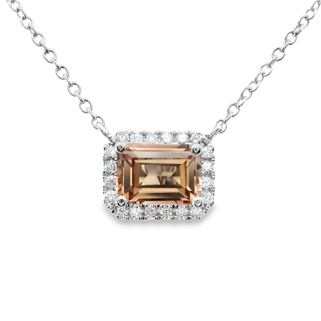 18kt White Gold Natural Diamonds And Simulant Sapphire Pendant (1.5ct)
