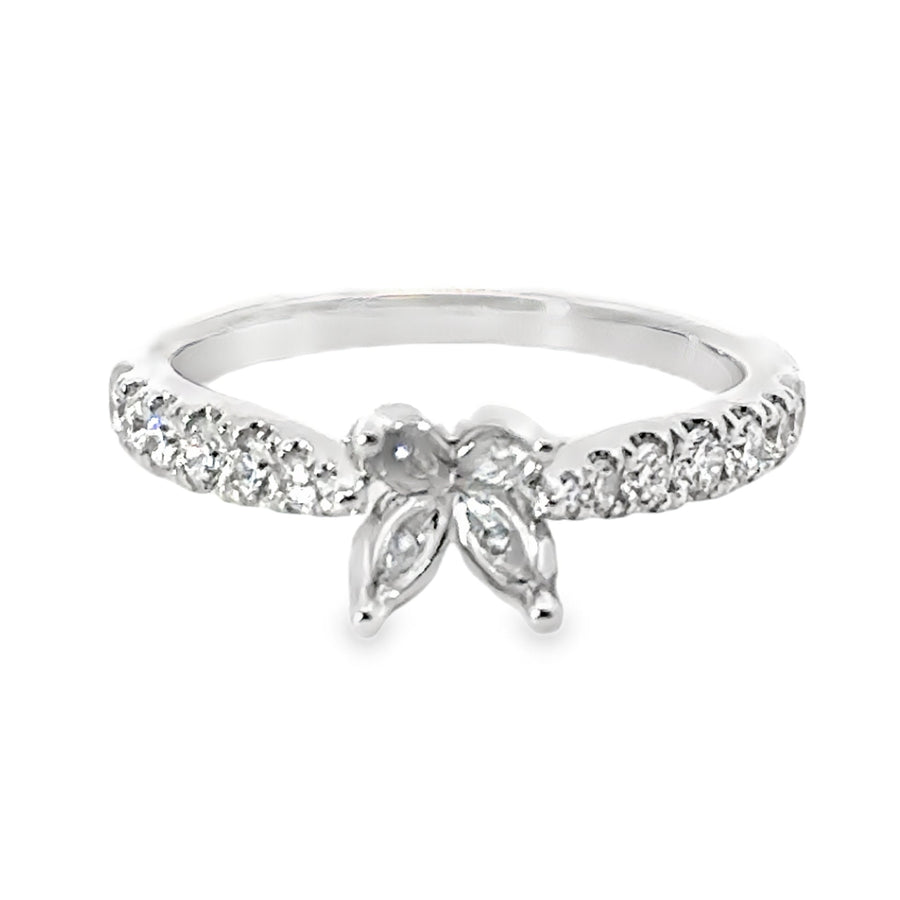 18kt White Gold Natural Round Diamond Semi-Mount Ring (.47ct)