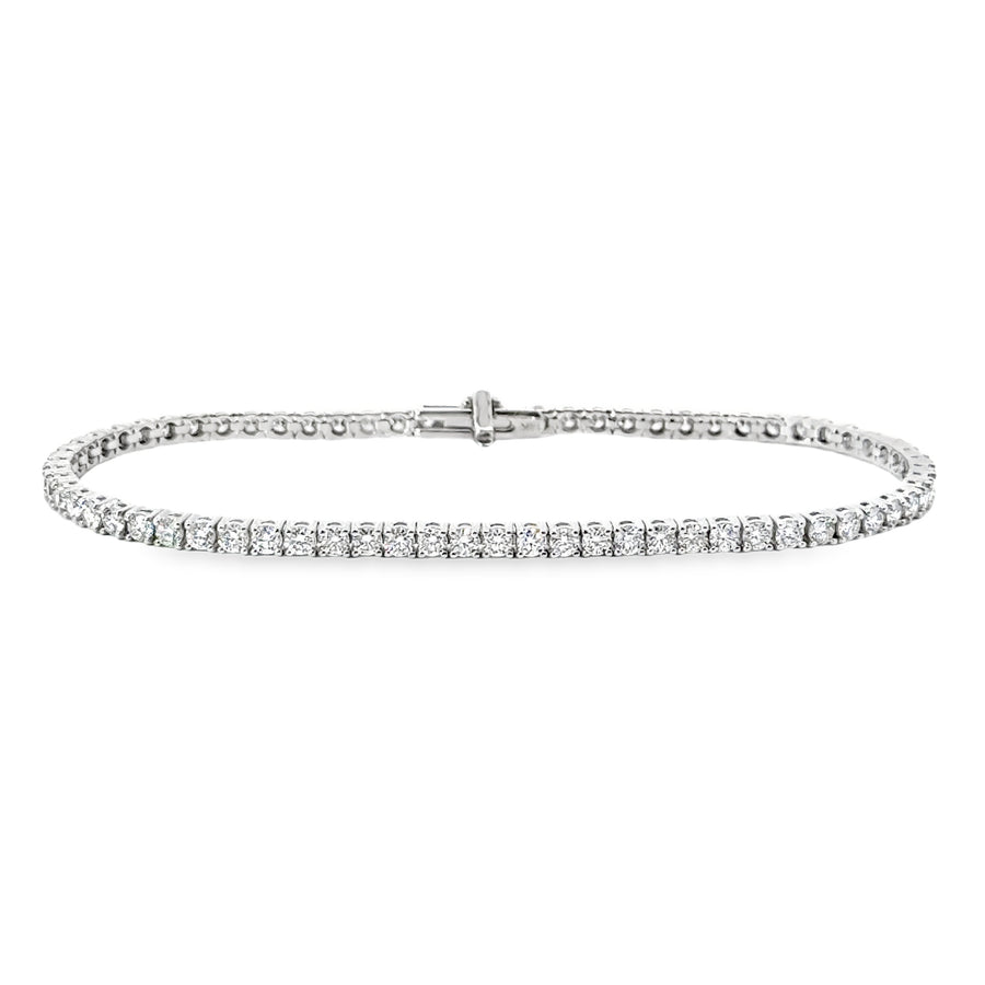 14kt White Gold 7" Lab-Grown Round Diamond Tennis Bracelet (3.09ct)