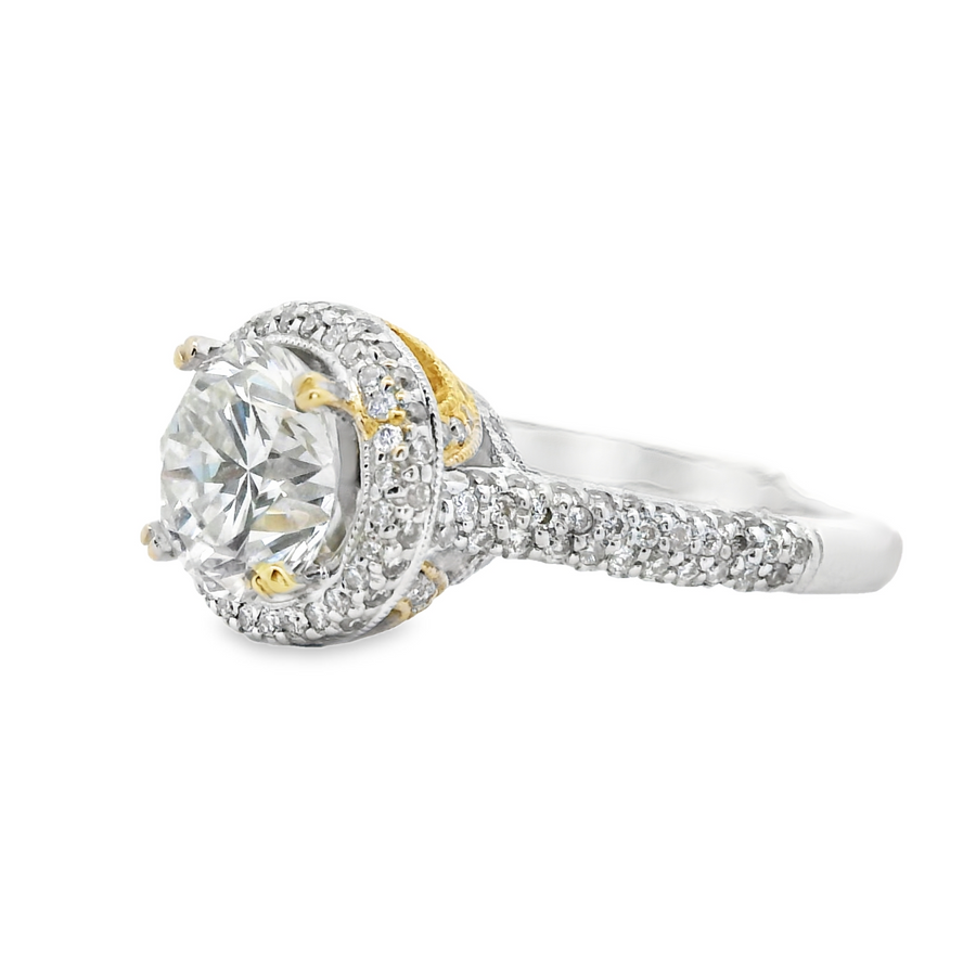 18kt Two-Tone Natural Round Brilliant Diamond Engagement Ring (2.74ct)
