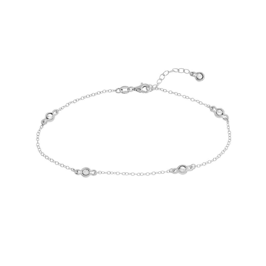 Sterling Silver 10" Diamond Illusion Set Anklet