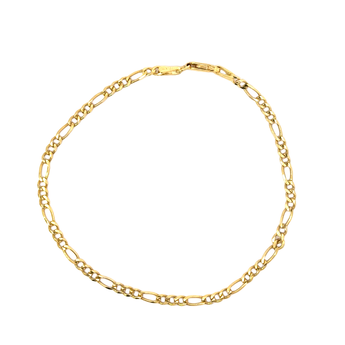 14K Yellow Gold 7" 2.48mm Figaro Style Bracelet (2.03g)