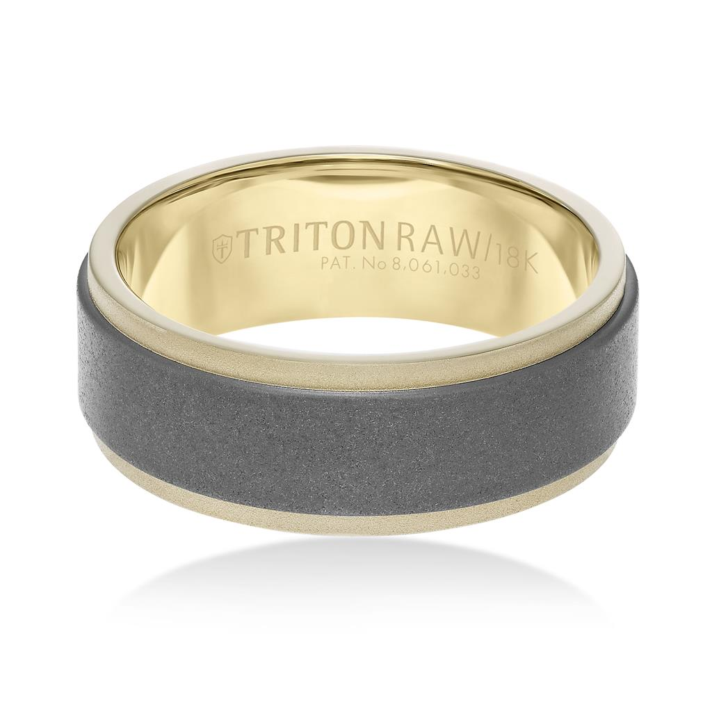 Triton Tunsten Raw and 18kt White Gold 8.0mm Wedding Ring