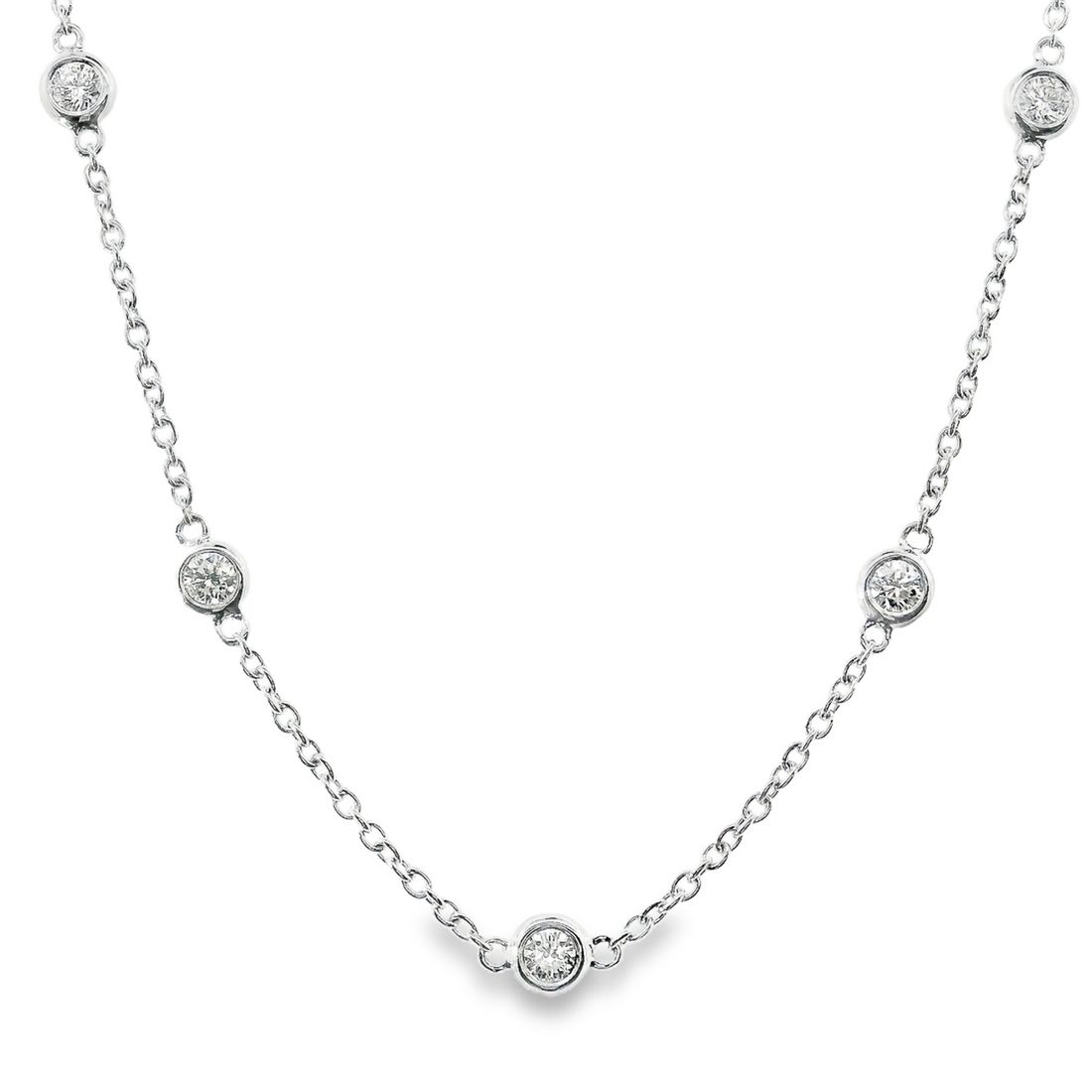 18kt White Gold Natural Round Diamonds By the Yard Pendant (1.28ct)