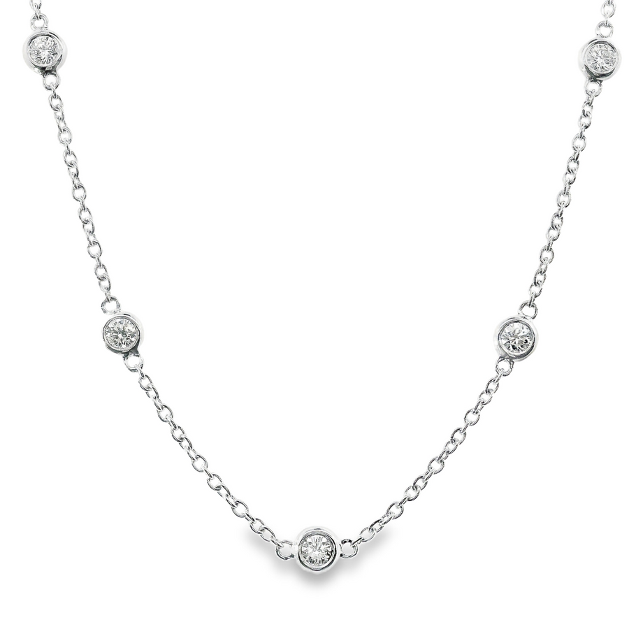 18kt White Gold Natural Round Diamonds By the Yard Pendant (1.28ct)