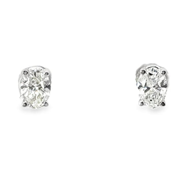 14kt White Gold Lab-Grown Oval Diamond Stud Earrings (.85ctw)