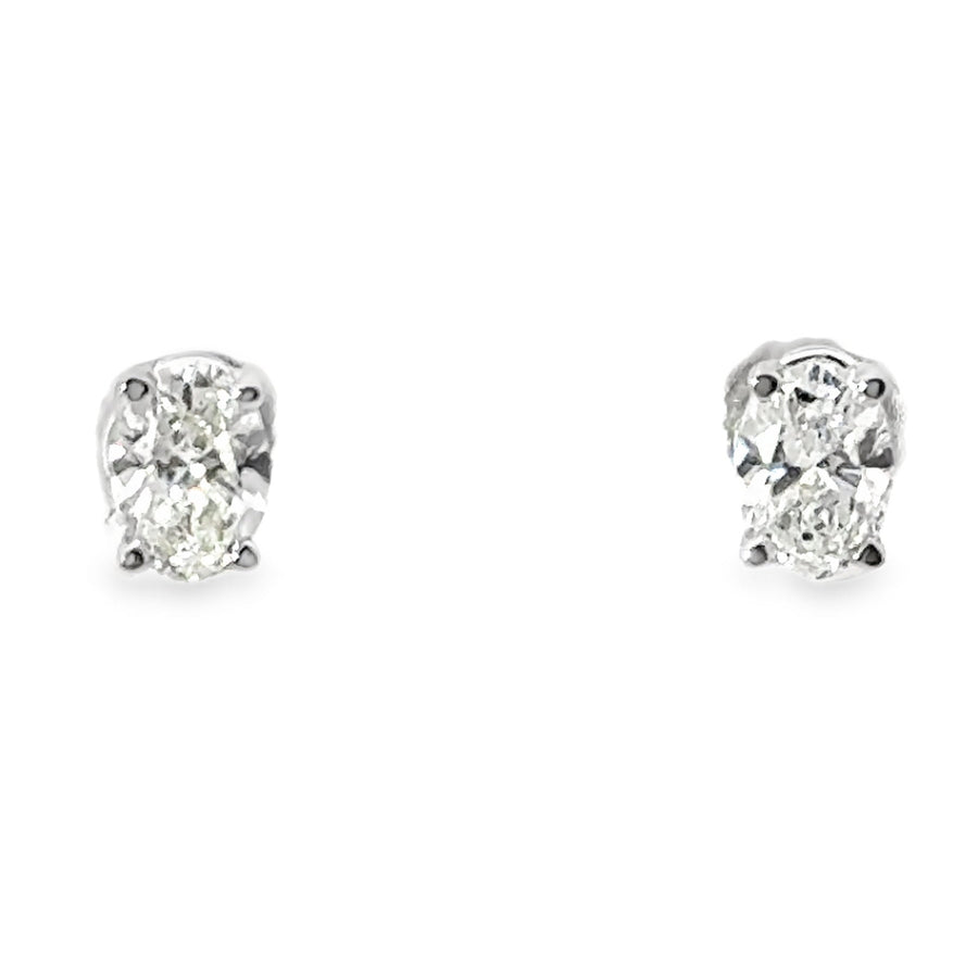 14kt White Gold Lab-Grown Oval Diamond Stud Earrings (.85ctw)