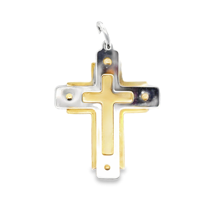 18kt Two-Tone Italian Made Cross Pendant (3.39g)