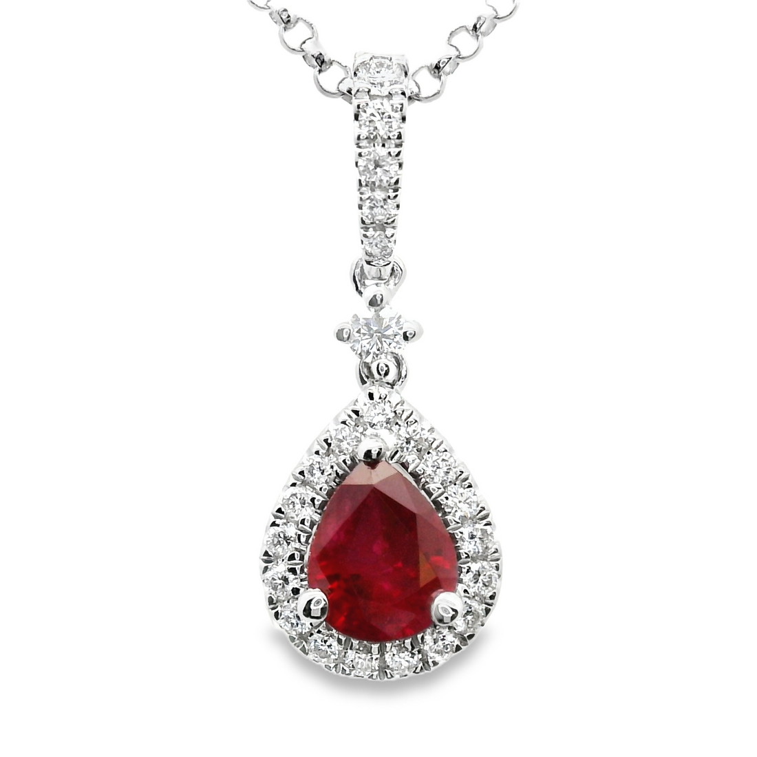 18kt White Gold Natural Ruby And Natural Diamonds Pendant (0.53ct)