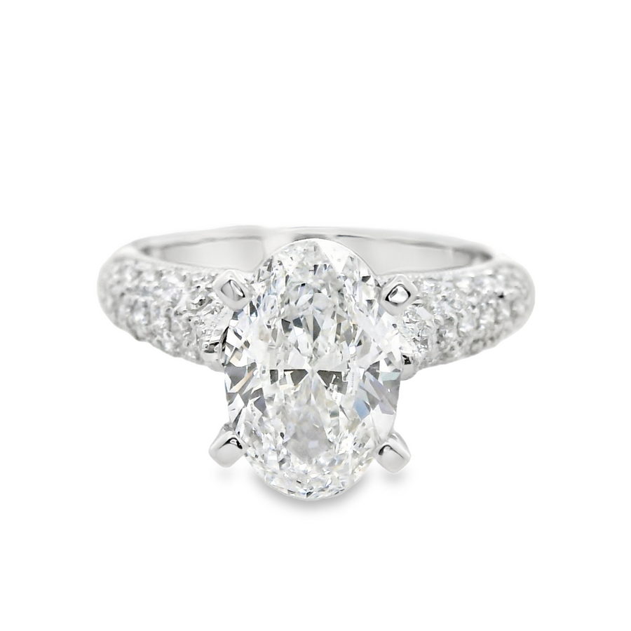 18kt White Gold Lab-Grown Oval Diamond Engagement Ring (2.6ct)