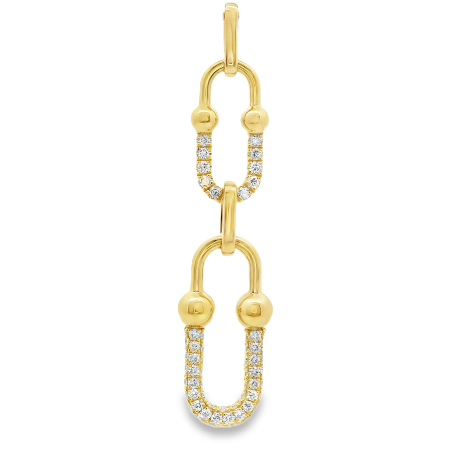 18kt Yellow Gold Natural Round Diamond Paperclip Dangle Pendant (.27ct)