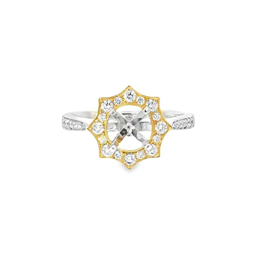 18kt Tu-Tone Gold Halo Natural Diamonds Semi-Mount Ring (0.33ct)