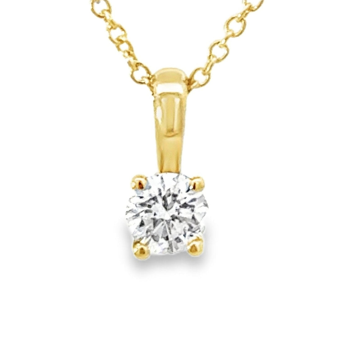 14kt Yellow Gold Lab-Grown Round Solitaire Diamond Pendant (.32ct)