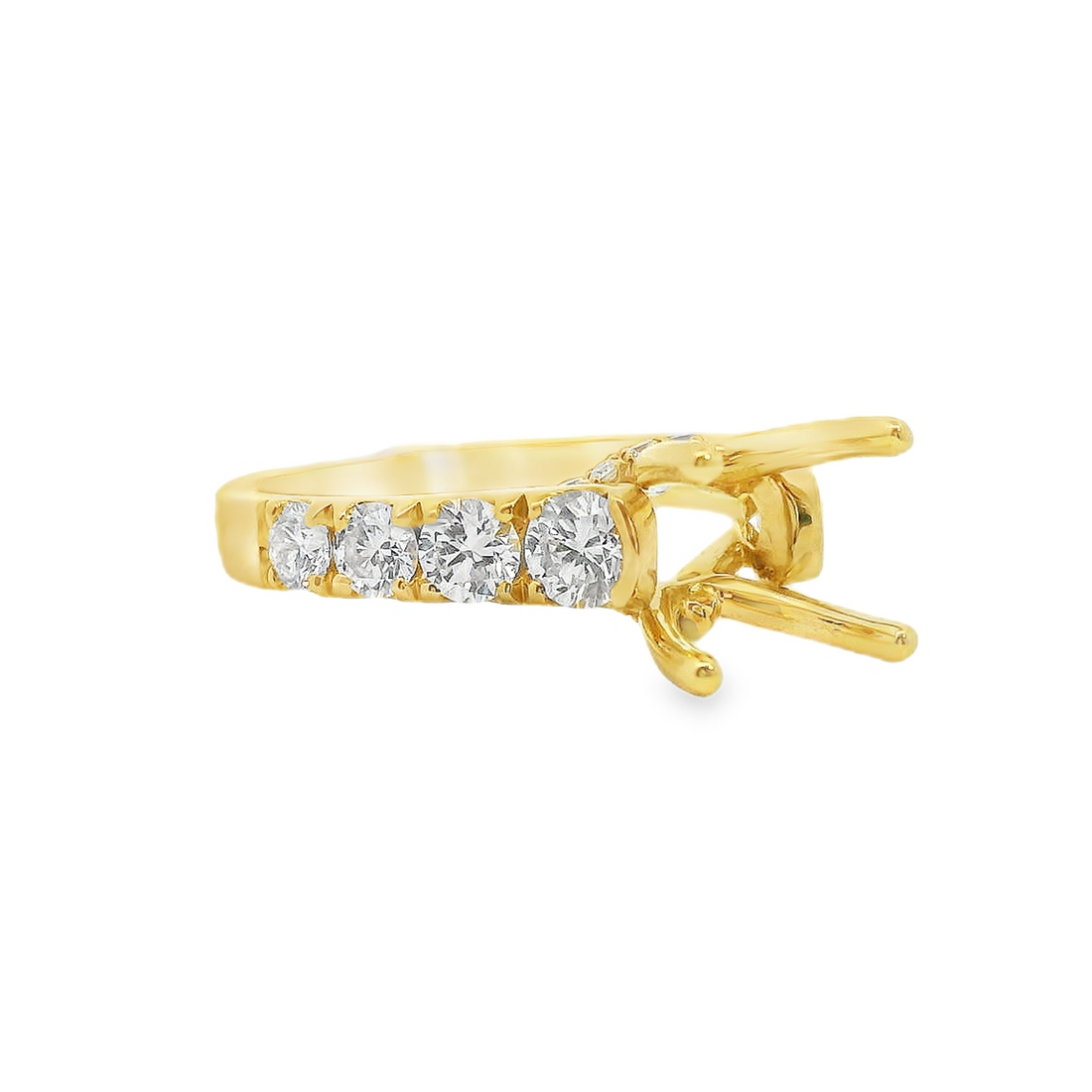 18kt Yellow Gold Natural Round Diamond Semi-Mount Ring (1.21ct)