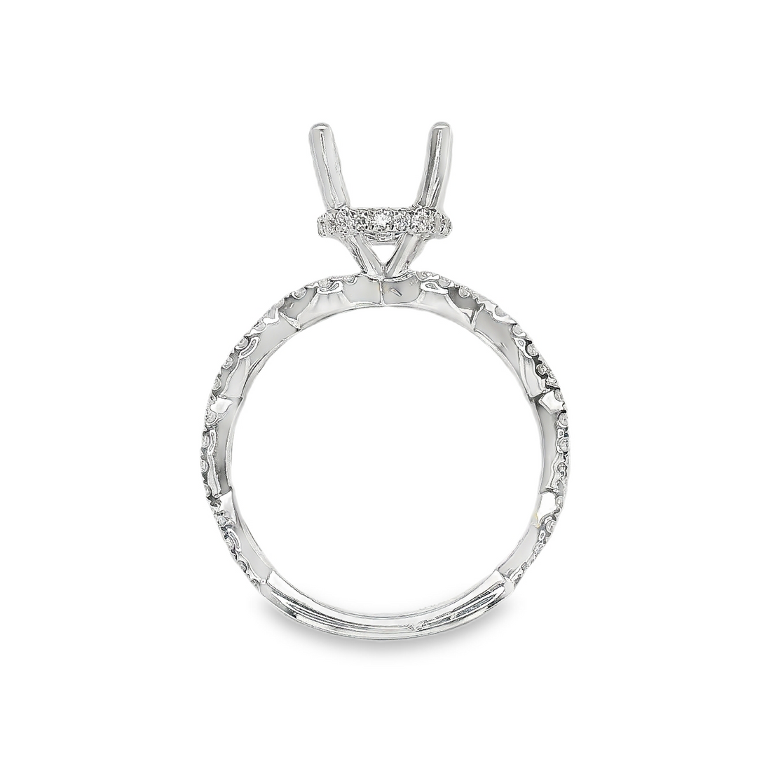 18kt White Gold Natural Round Diamond Hidden Halo Semi-Mount Ring (.49ct)