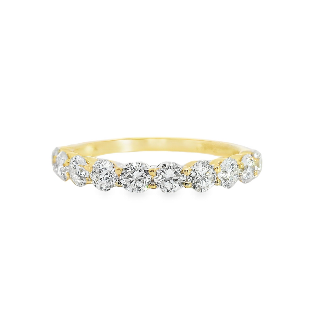 18kt White Gold Natural Diamond Shared Prong Wedding Ring (.94ct)