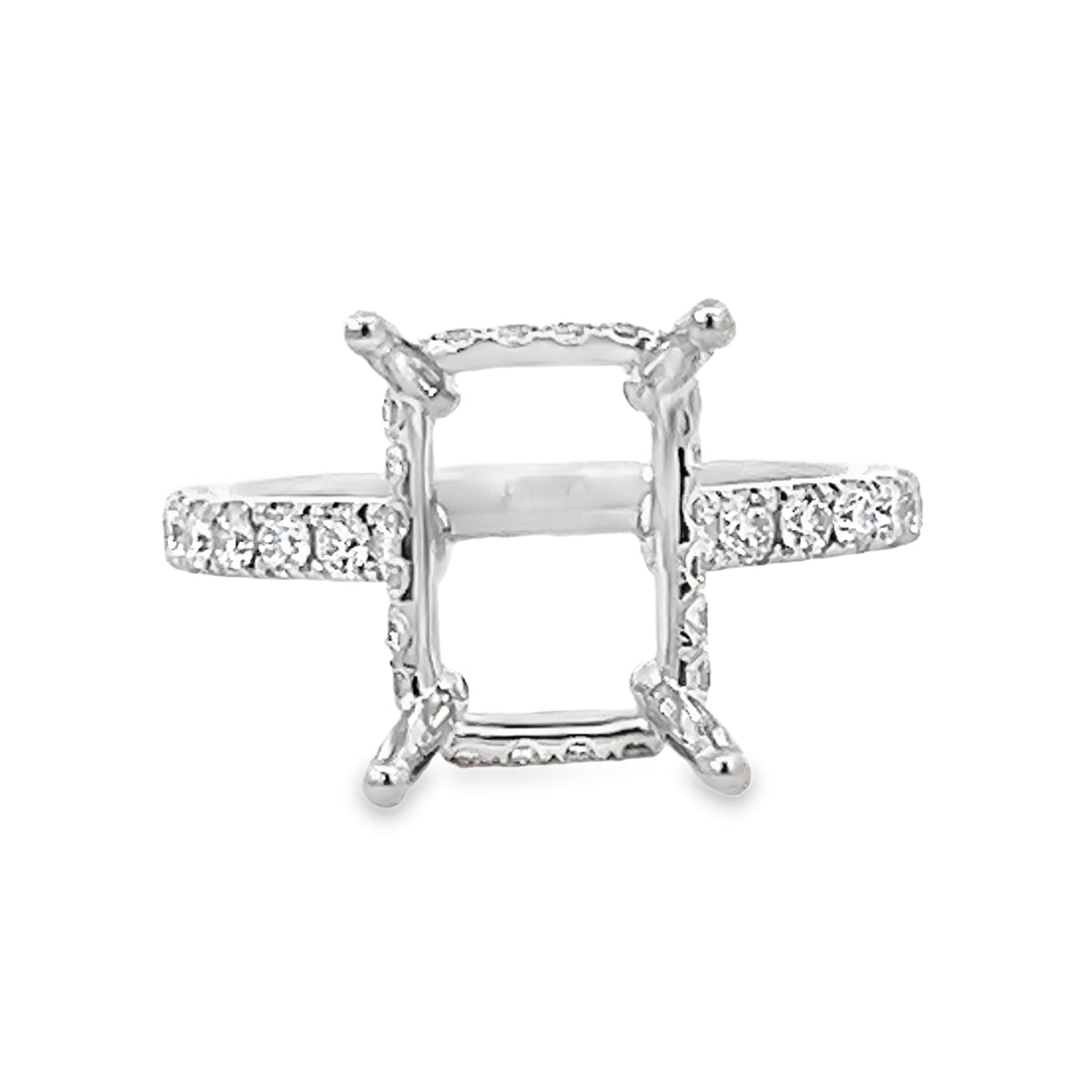 18kt White Gold Hidden Halo Natural Diamonds Semi-Mount Ring (0.51ct)