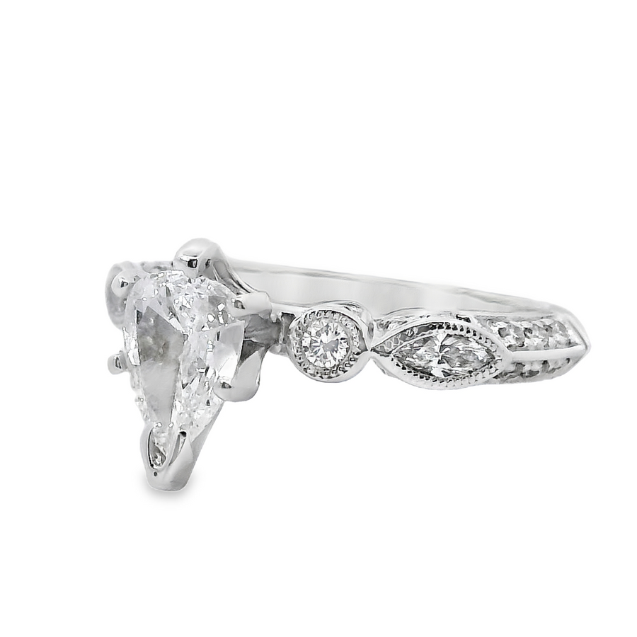 18kt White Gold Natural Pear Diamond Engagement Ring (0.9ct)